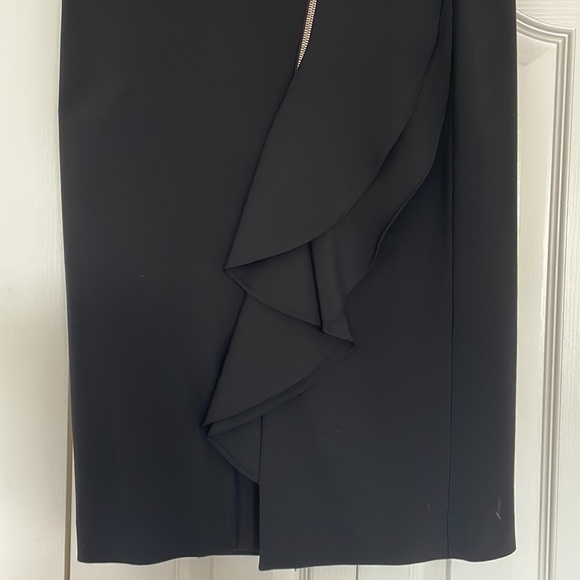 JUDTIH & CHARLES Wool Suiting Ruffle Pencil Skirt - Picture 4 of 9